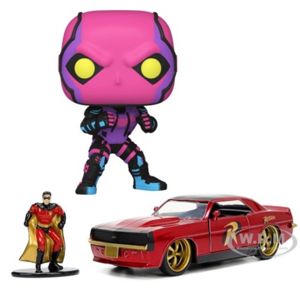 NEW Gotham Knights Red Hood Funko Pop Figure #891 & Robin with 1969 Chevy Camaro